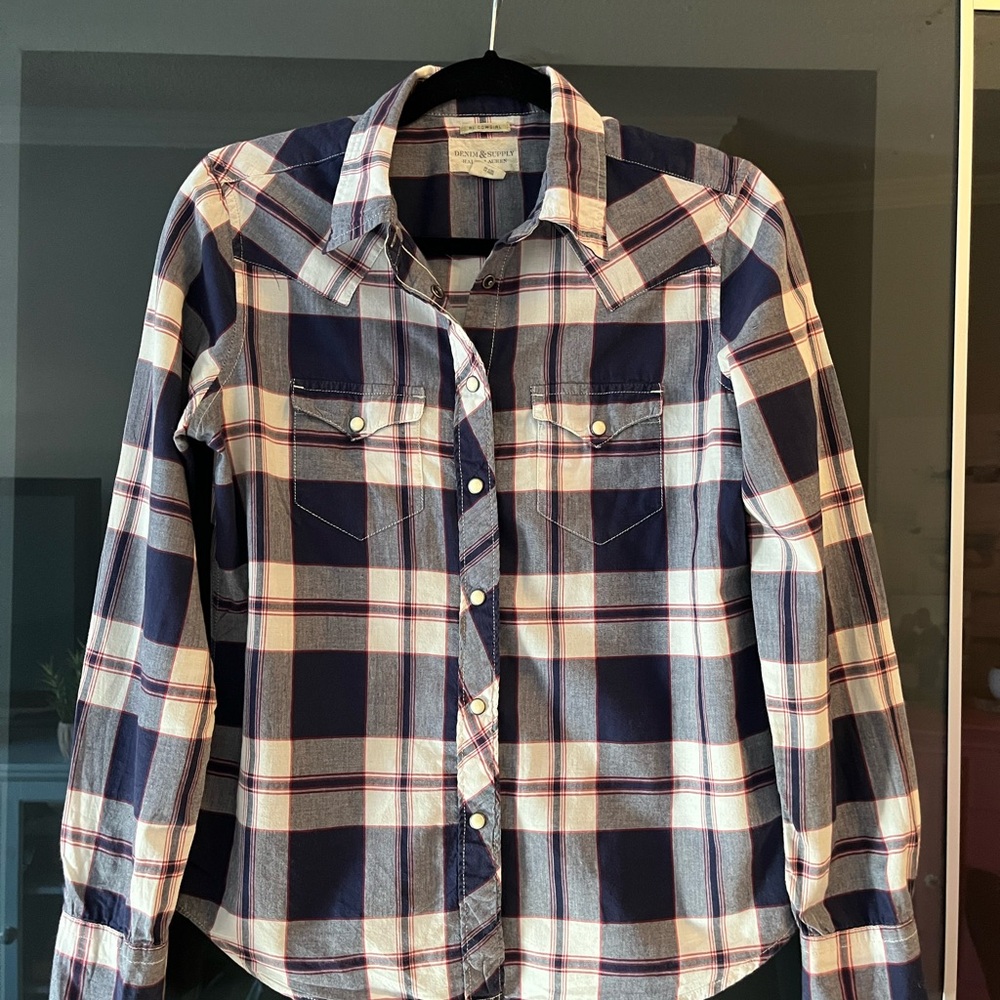 Ralph Lauren Denim & Supply Cowgirl Pearl Snap Plaid Shirt Women’s Size M